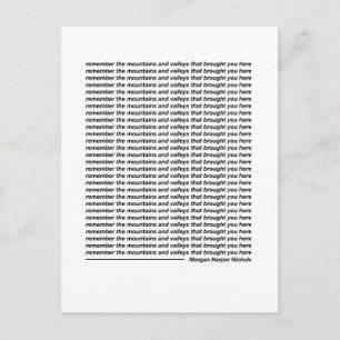 Remember the mountains and valleys postcard