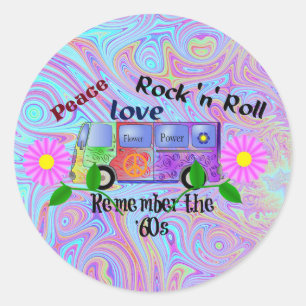 Remember the Sixties, psychedelic design, Classic Round Sticker