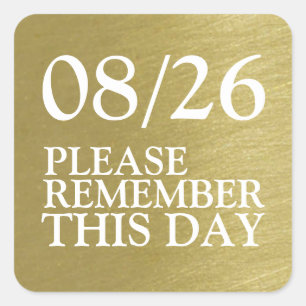 remember this day... save the date  square sticker