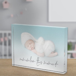 Remember This Moment Newborn Baby Photo Block