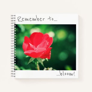 Remember to bloom Red Rose Flower Notebook
