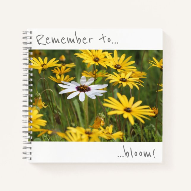 Remember to bloom Yellow White Flowers Notebook (Front)