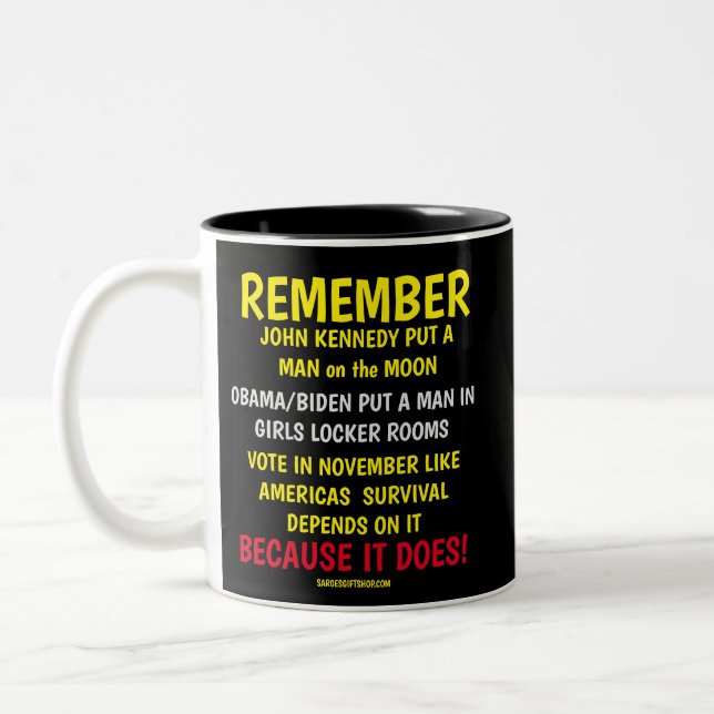REMEMBER TO VOTE Two-Tone COFFEE MUG (Left)