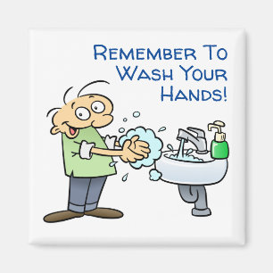 Remember To Wash Your Hands Cartoon Magnet