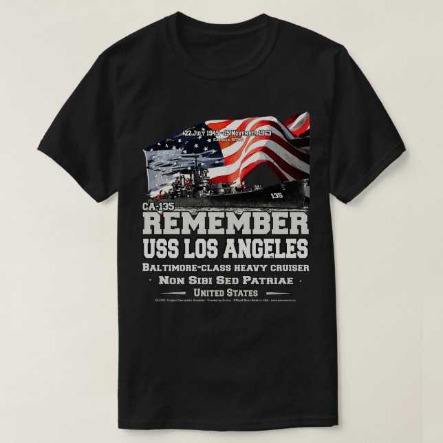 REMEMBER USS Los Angeles CA135 heavy cruiser veter T-Shirt (Design Front)