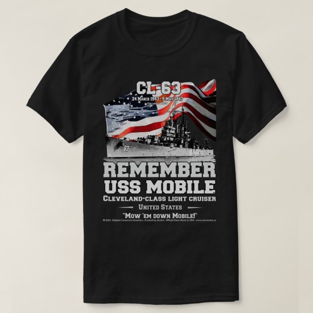 Remember USS Mobile CL63 cruiser navy veterans T-Shirt (Design Front)
