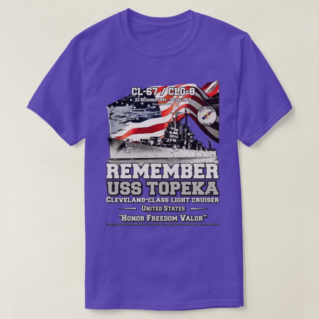 REMEMBER USS Topeka CL67 US Navy light cruiser T-Shirt (Design Front)