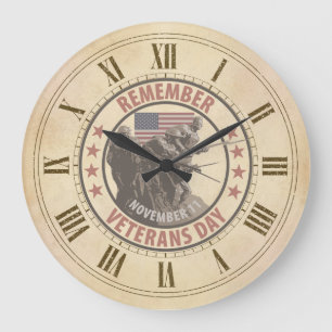 Remember Veterans Day Large Clock