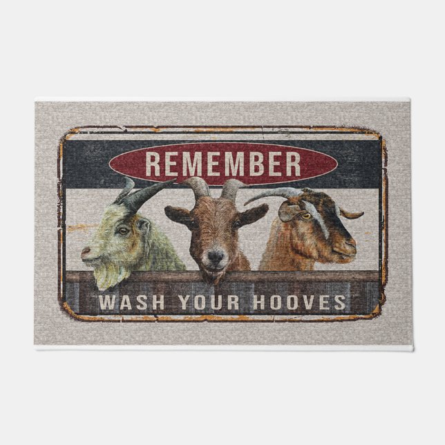 Remember Wash Your Hooves Goat Doormat (Front)