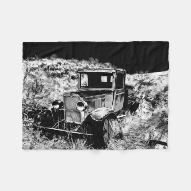 Remember When - Vintage Truck Fleece Blanket (Front (Horizontal))