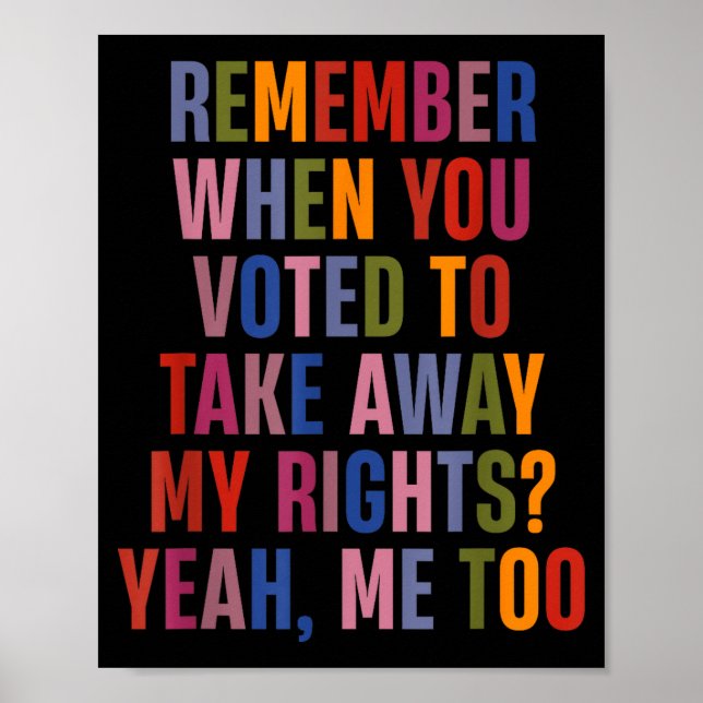 Remember When You Voted To Take Away My Rights Me  Poster (Front)