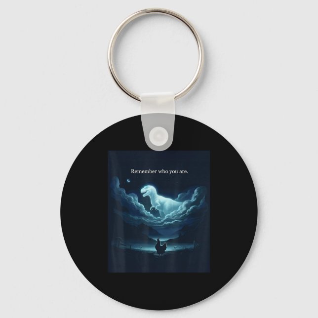 Remember who are inspirational dinosaur cloud art key ring (Front)