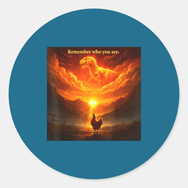 Remember Who Are You Dinosaur Chicken Cool Funny G Classic Round Sticker (Front)