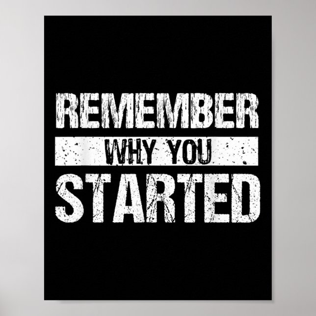 Remember Why You Started - Distressed - Motivation Poster (Front)