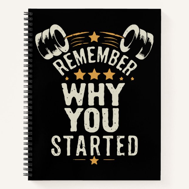 Remember Why You Started. Gym Motivational Notebook (Front)