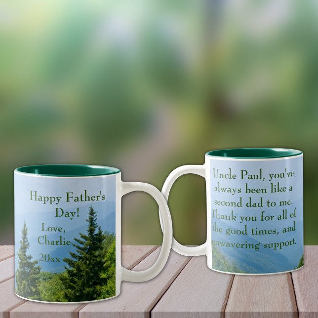 Remember your favourite Uncle this Father's Day Two-Tone Coffee Mug (Personalize to add your names/dates.  Customize to change text, color or style.)