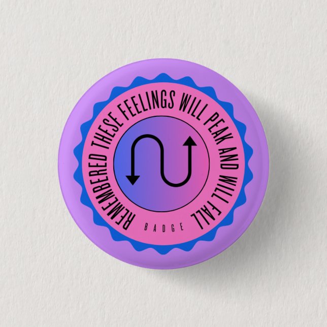 Remembered these feelings will peak and will fall 3 cm round badge (Front)