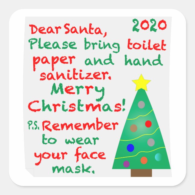 Remembering 2020 Christmas Square Sticker (Front)