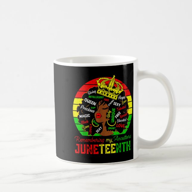 Remembering ancestors juneteenth celebrate black coffee mug (Right)