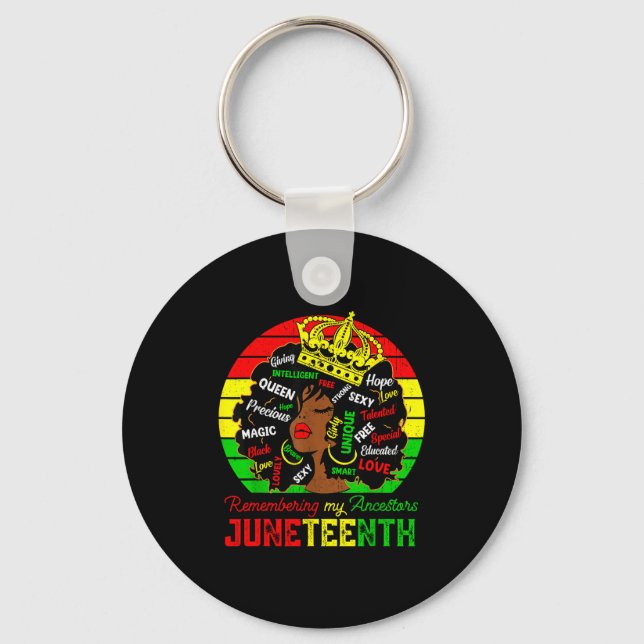 Remembering ancestors juneteenth celebrate black key ring (Front)