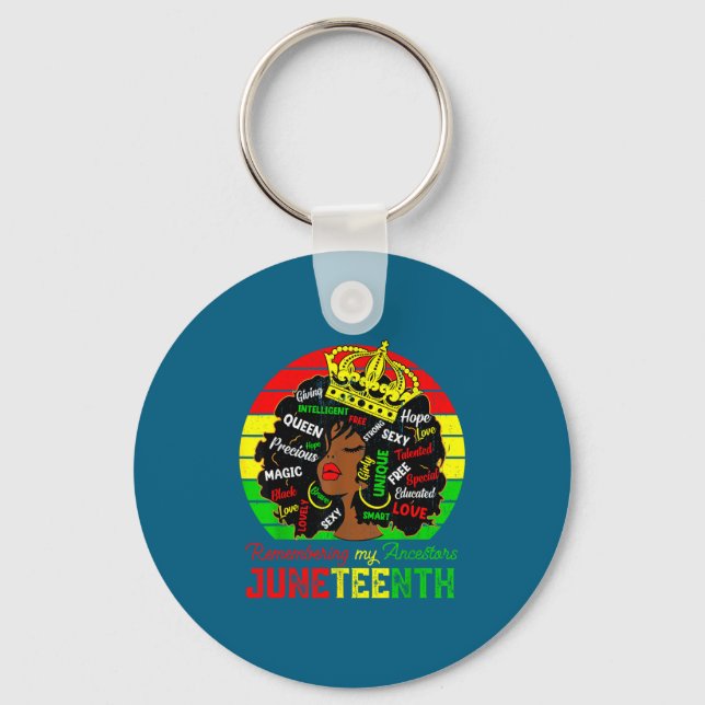 Remembering ancestors juneteenth celebrate black key ring (Front)