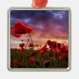 Remembering Field of Poppies Metal Ornament