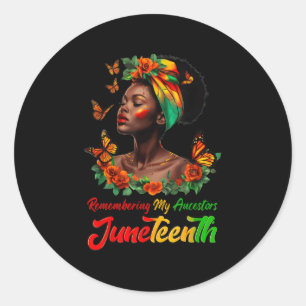 Remembering My Ancestors 1865 Juneteenth Women Fre Classic Round Sticker