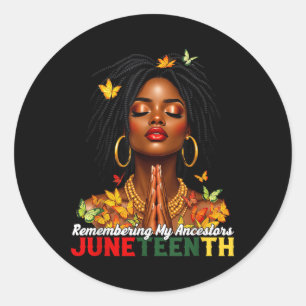 Remembering My Ancestors Juneteenth Natural Hair B Classic Round Sticker