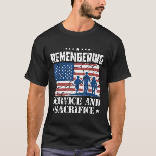 Remembering Service And Sacrifice Usa Memorial Day T-Shirt