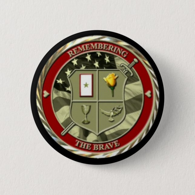 Remembering The Brave pin-on button (Front)