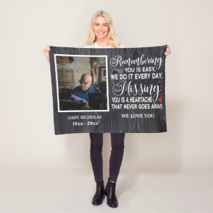 Remembering You Memorial Quote Personalised Photo Fleece Blanket