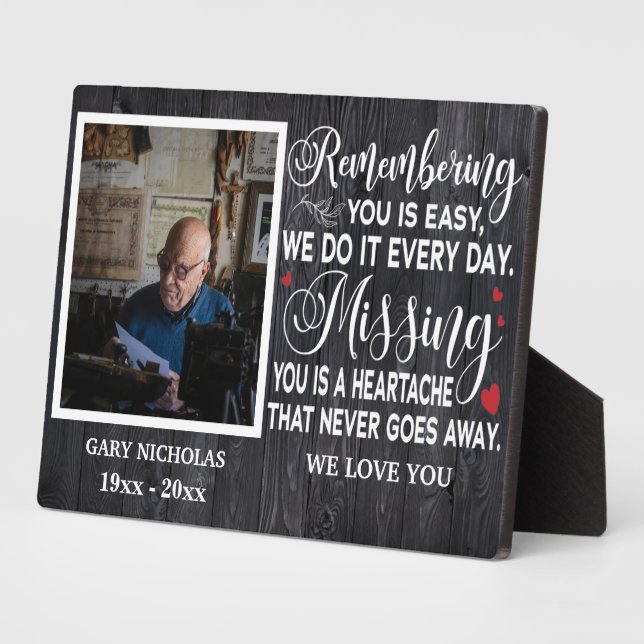 Remembering You Memorial Quote Personalised Photo Plaque (Side)