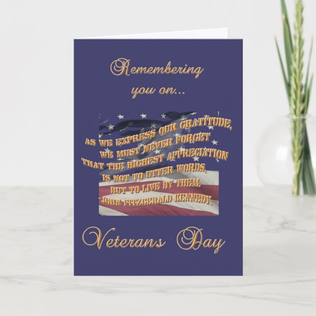 Remembering you on Veteran's Day Thank You Card (Front)