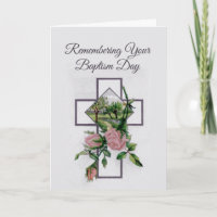 Remembering Your Baptism Day, Cross and Roses
