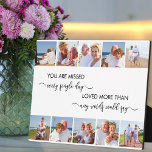 Remembrance 10 Photo White You are Missed Plaque<br><div class="desc">Personalised remembrance photo plaque with loving wording in modern typography and elegant calligraphy. The photo template is set up for you to add your pictures, which are displayed in square / instagram format, in two rows of five, bordering the long edges and framing the memorial quote. The wording reads "you...</div>