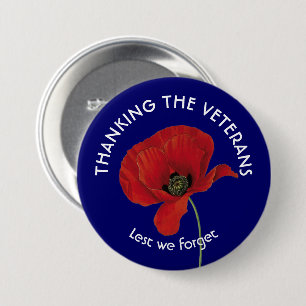 Remembrance Armistice Day VETERANS Poppy 7.5 Cm Round Badge