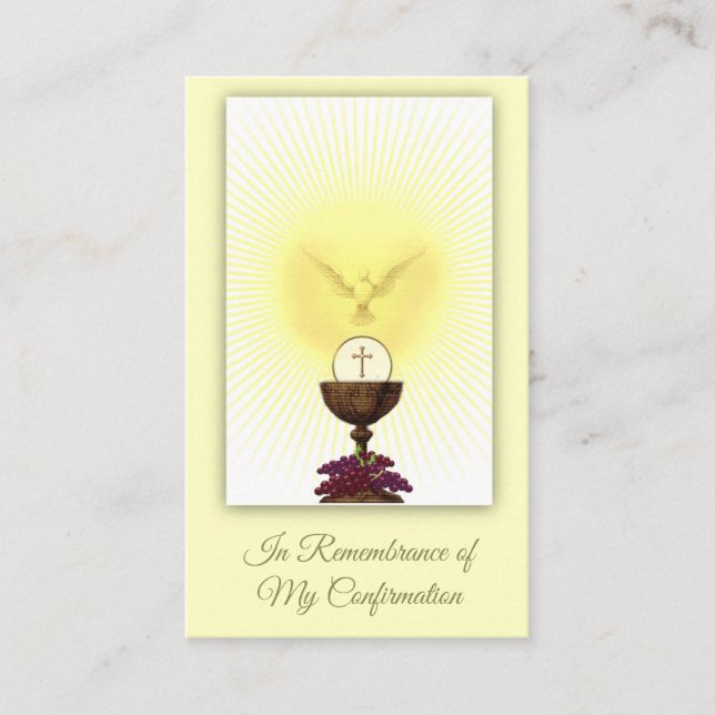 Remembrance Card Dove Host Sacrament Confirmation (Front)
