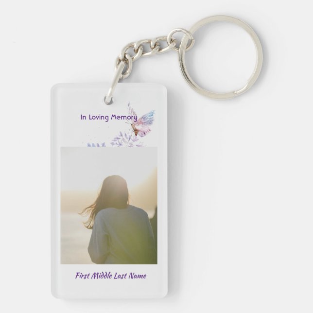 Remembrance Christian Memorial Keepsake Butterfly Key Ring (Back)