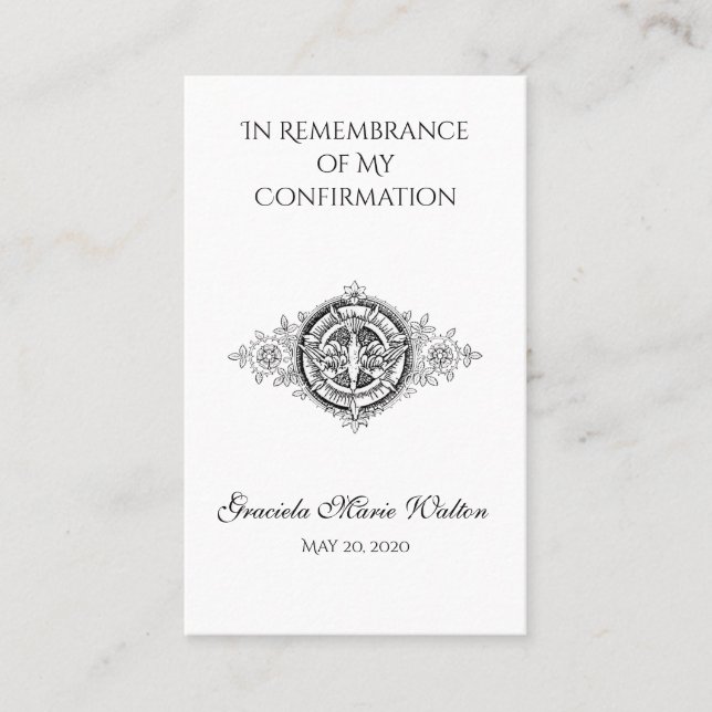 Remembrance Confirmation Gold Dove Cross Lily Business Card (Front)