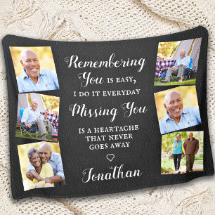 Remembrance Custom 6 Photo Faux Leather Memorial  Fleece Blanket