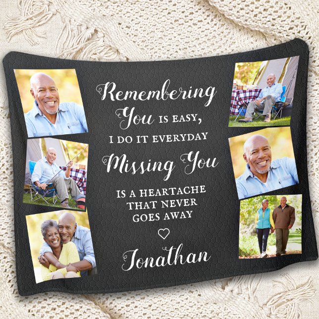Remembrance Custom 6 Photo Faux Leather Memorial  Fleece Blanket (Creator Uploaded)