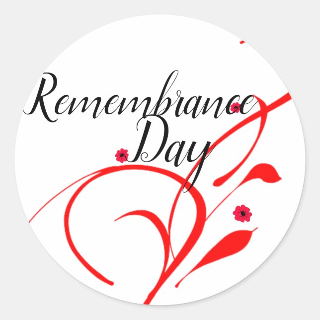 Remembrance Day : A Red Poppy Day Classic Round Sticker (Front)