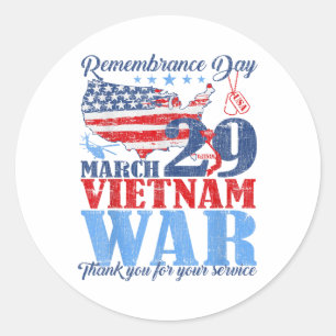 Remembrance Day March 29 Vietnam War Us Army Veter Classic Round Sticker