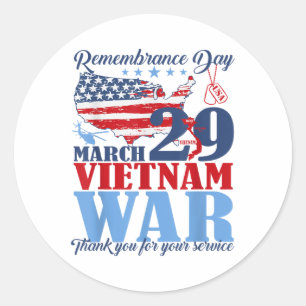 Remembrance Day March 29 Vietnam War Veteran Classic Round Sticker