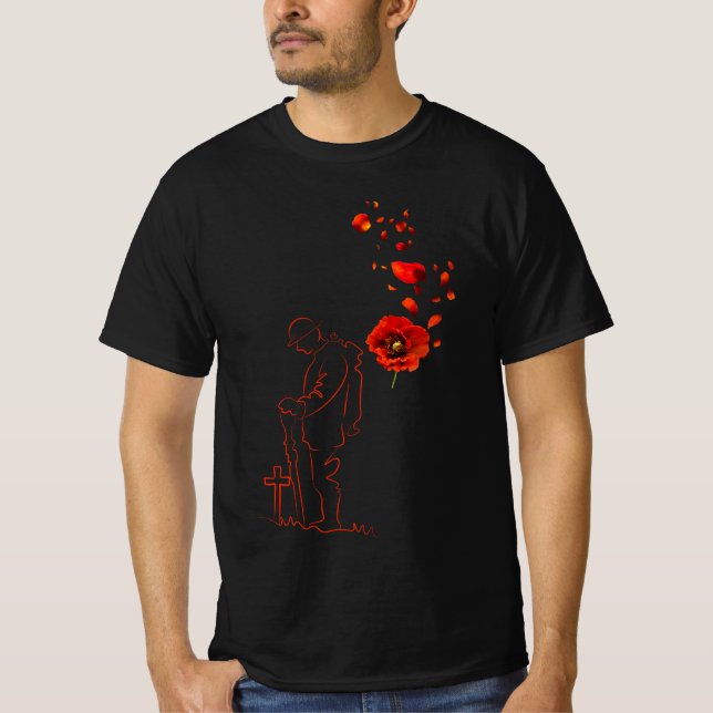 Remembrance Day Poppy Lest We Forget Canada T-Shirt (Front)