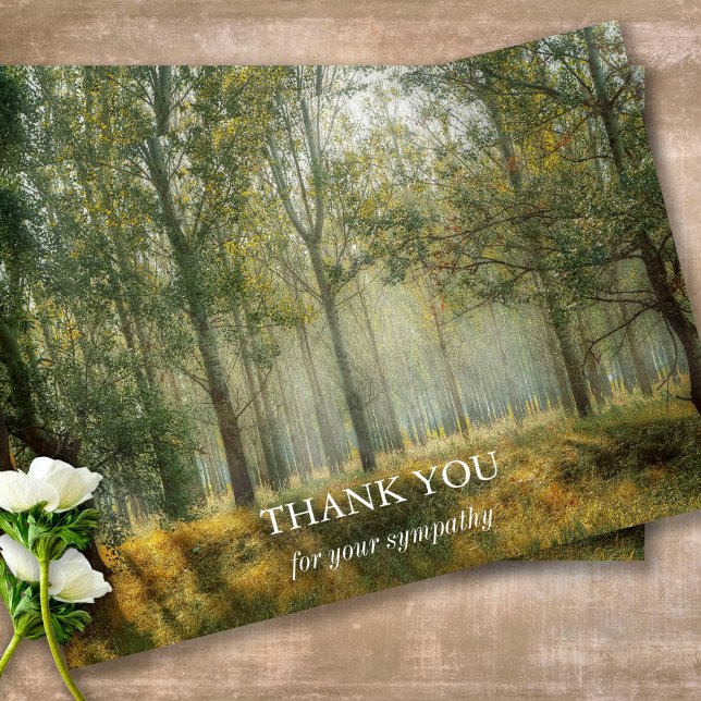 Remembrance Forest Sympathy Funeral Thank You Card (Sympathy Photo Celebration of Life, In Loving Memory, Forever in our Hearts Funeral thank you cards)