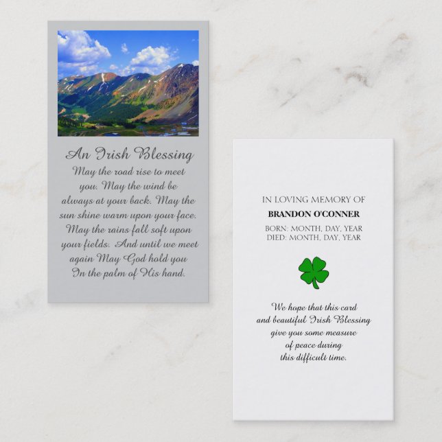 Remembrance Funeral Prayer Card   (Front/Back)