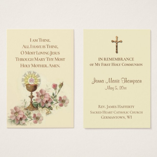 Remembrance Holy Card Chalice First Holy Communion (Front & Back)