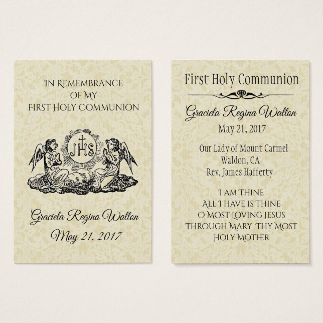 Remembrance Holy Card Chalice First Holy Communion (Front & Back)