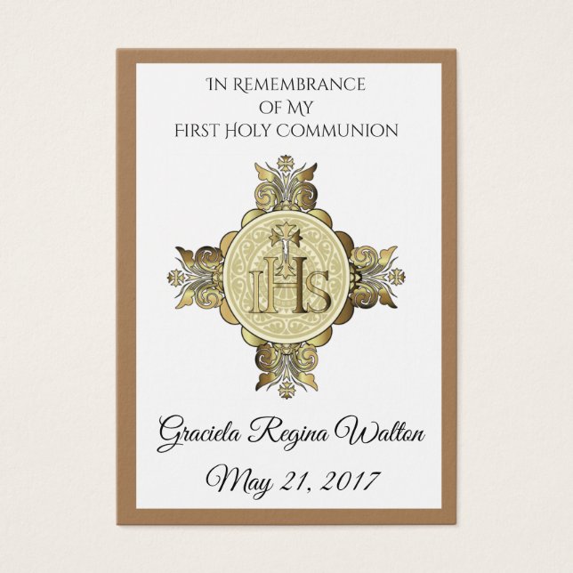 Remembrance Holy Card Chalice First Holy Communion (Front)